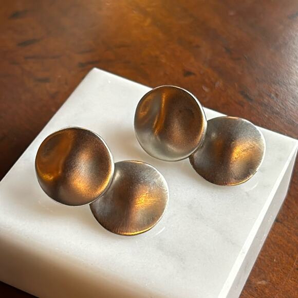 Vintage Maxine Denver Earrings #83 Silver tone Hammered Polished - Picture 1 of 5